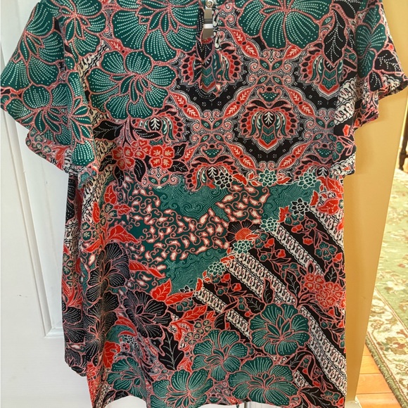 Label by Rachel Roy Colorful Print Tie-Front Blouse, Size L - Picture 2 of 3